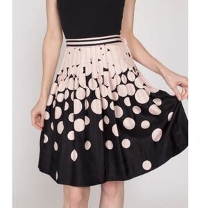 Vintage Context 100% Silk A-Line Pleated Skirt Pink and Black Polka Dot Size 4P